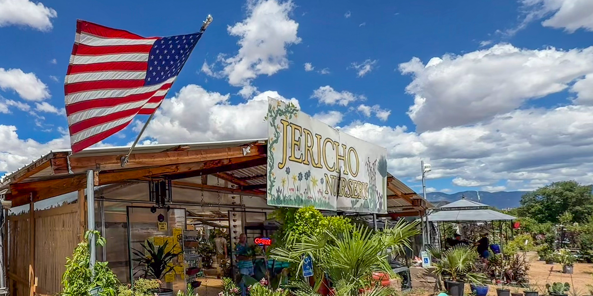 American Flag Flying at Jericho Nursery in Albuquerque